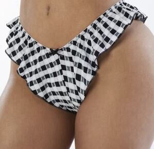 Savage X Fenty Gingham Ruffle Panty Size Medium NWT Black White Rihanna